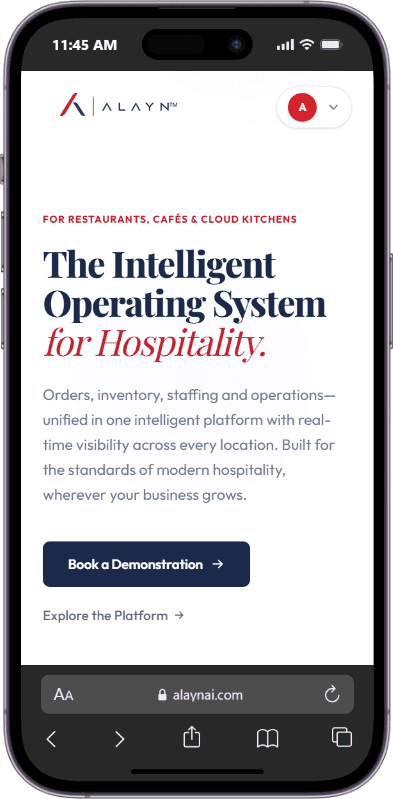 Alayn AI Mobile Billing & Restaurant Management Interface